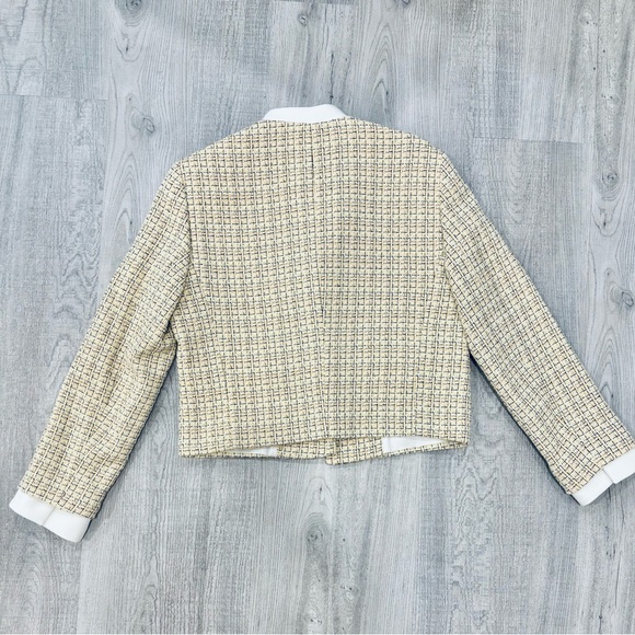 NWT Zara Textured Cropped Tweed Gold Blazer Jacket Small - Picture 5 of 10